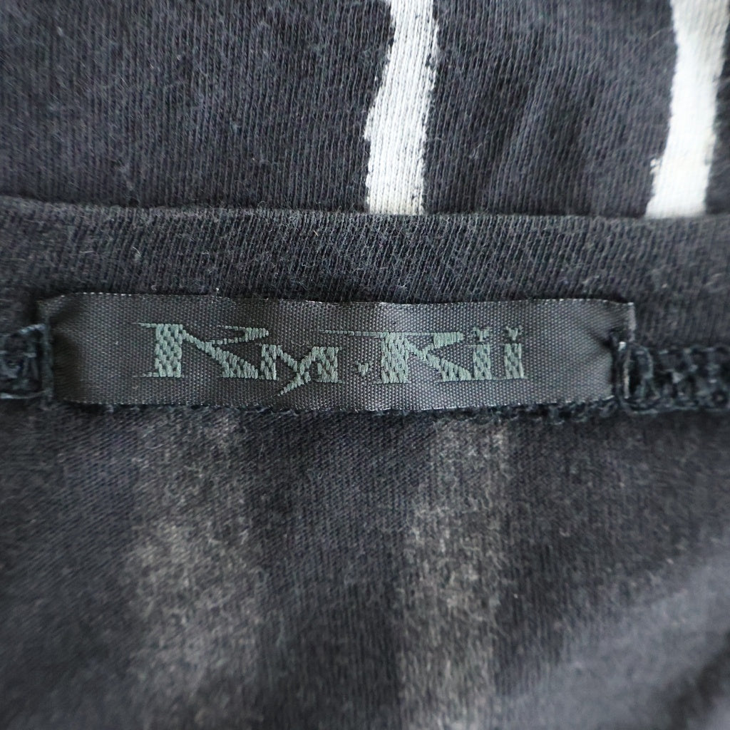 KMRii(ケムリ) Vネック バックデザイン 半袖Tシャツ カットソー ブラック