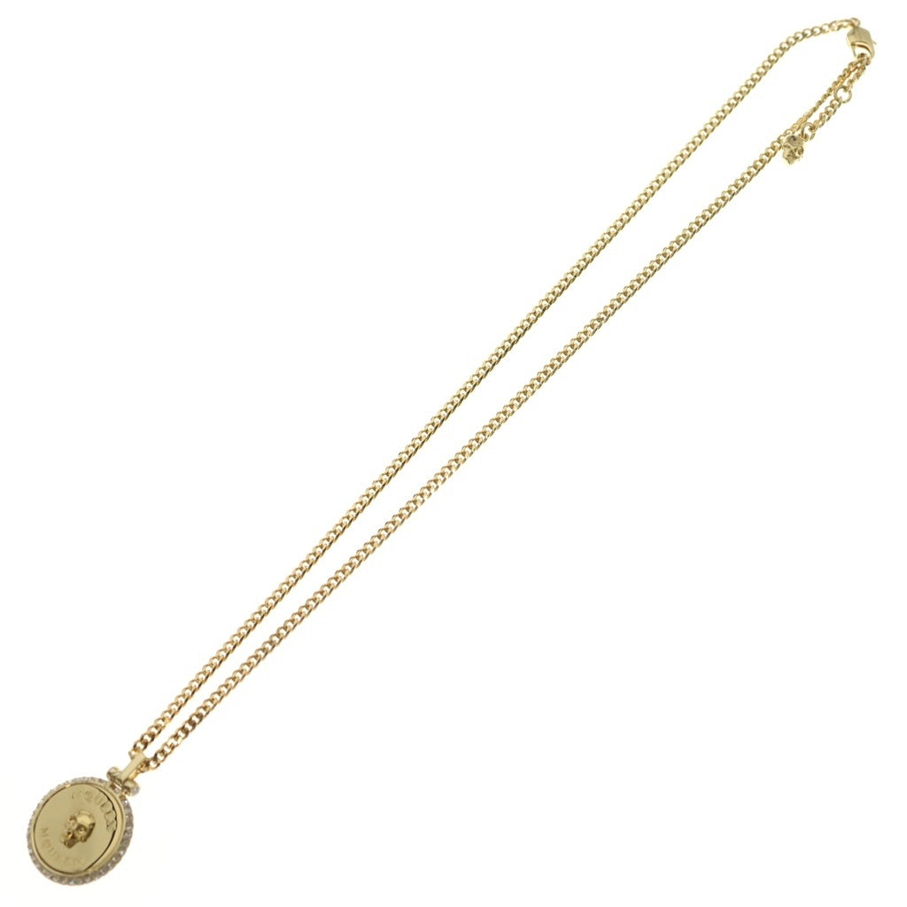 Alexander McQueen(アレキサンダーマックイーン) Gold Metal Sovereign Skull Necklace ゴールドメタルソバーリンスカルネックレス コインモチーフラインストーン 807007J160G