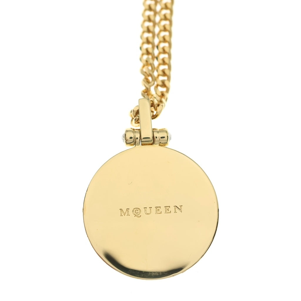 Alexander McQueen(アレキサンダーマックイーン) Gold Metal Sovereign Skull Necklace ゴールドメタルソバーリンスカルネックレス コインモチーフラインストーン 807007J160G