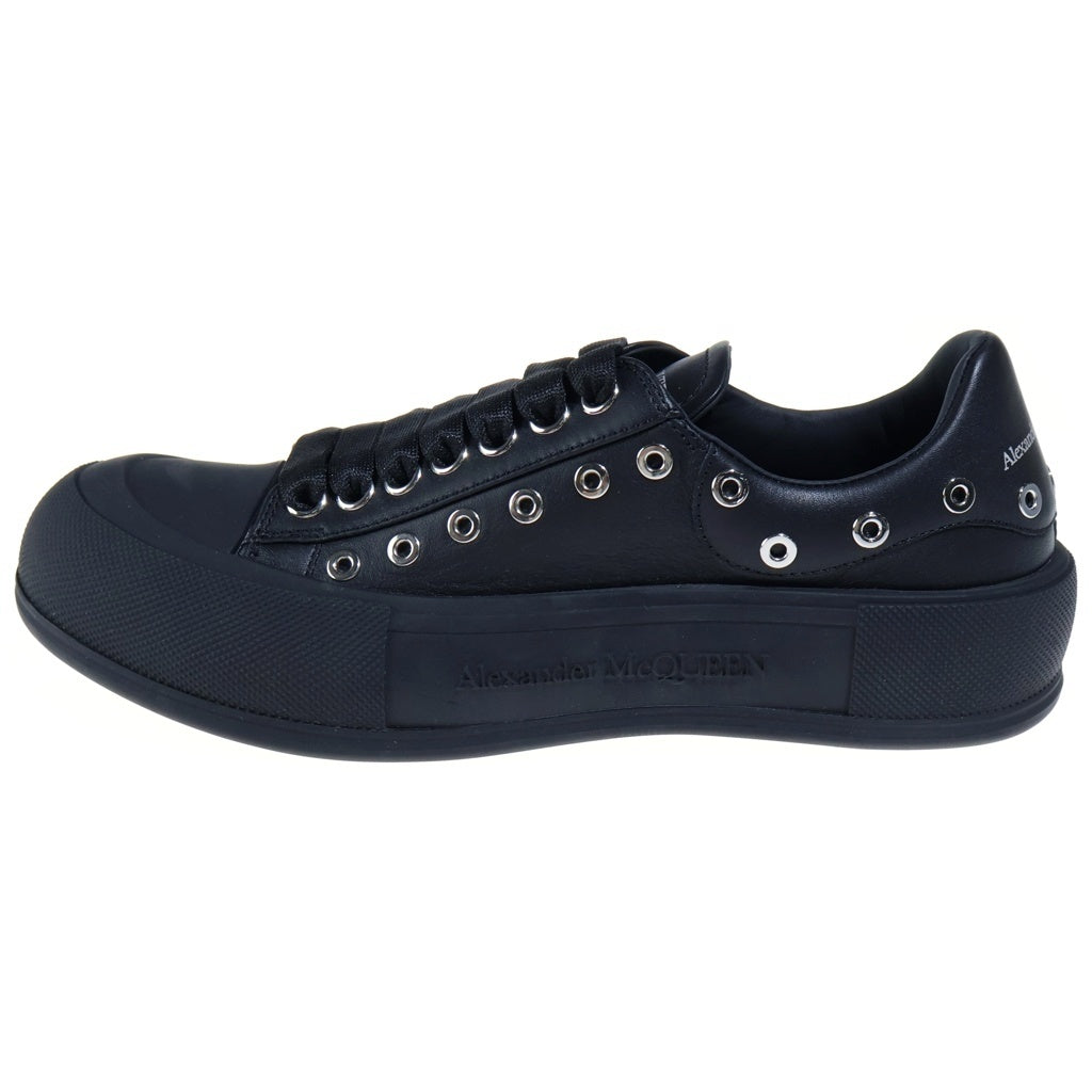 Alexander McQueen(アレキサンダーマックイーン) Deck Plimsoll デッキプリムソール メタルアイレットレザーローカットスニーカー ブラック 729539WIATD1081