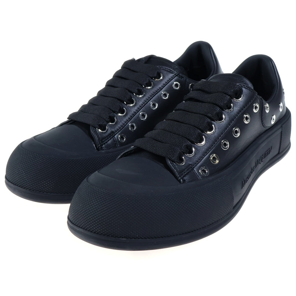 Alexander McQueen(アレキサンダーマックイーン) Deck Plimsoll デッキプリムソール メタルアイレットレザーローカットスニーカー ブラック 729539WIATD1081