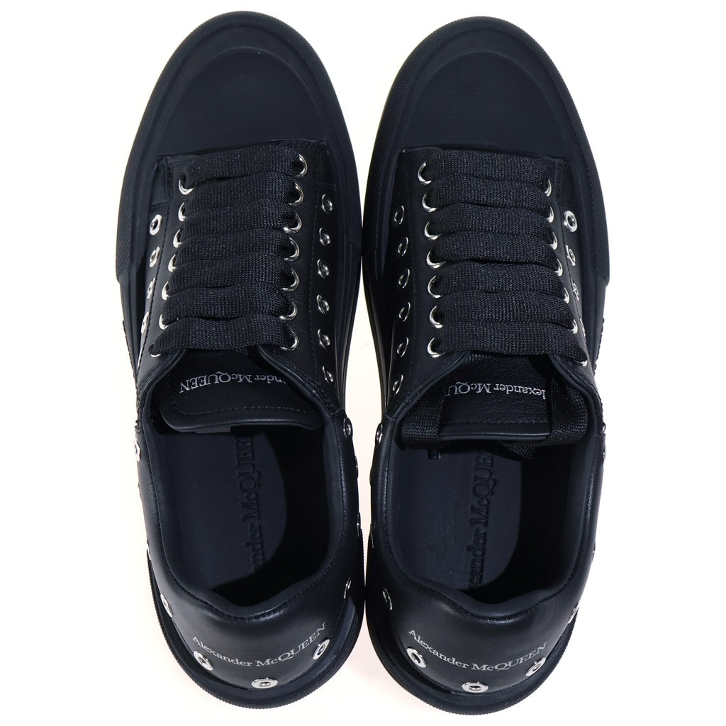 Alexander McQueen(アレキサンダーマックイーン) Deck Plimsoll デッキプリムソール メタルアイレットレザーローカットスニーカー ブラック 729539WIATD1081
