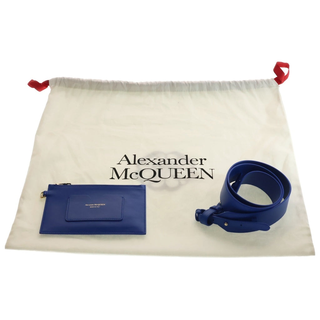 Alexander McQueen(アレキサンダーマックイーン) The Bow Small ザ ボウ スモール ラフィア レザー2Wayショルダーバッグ ブルー/ベージュ 7095661BLB1 レディース