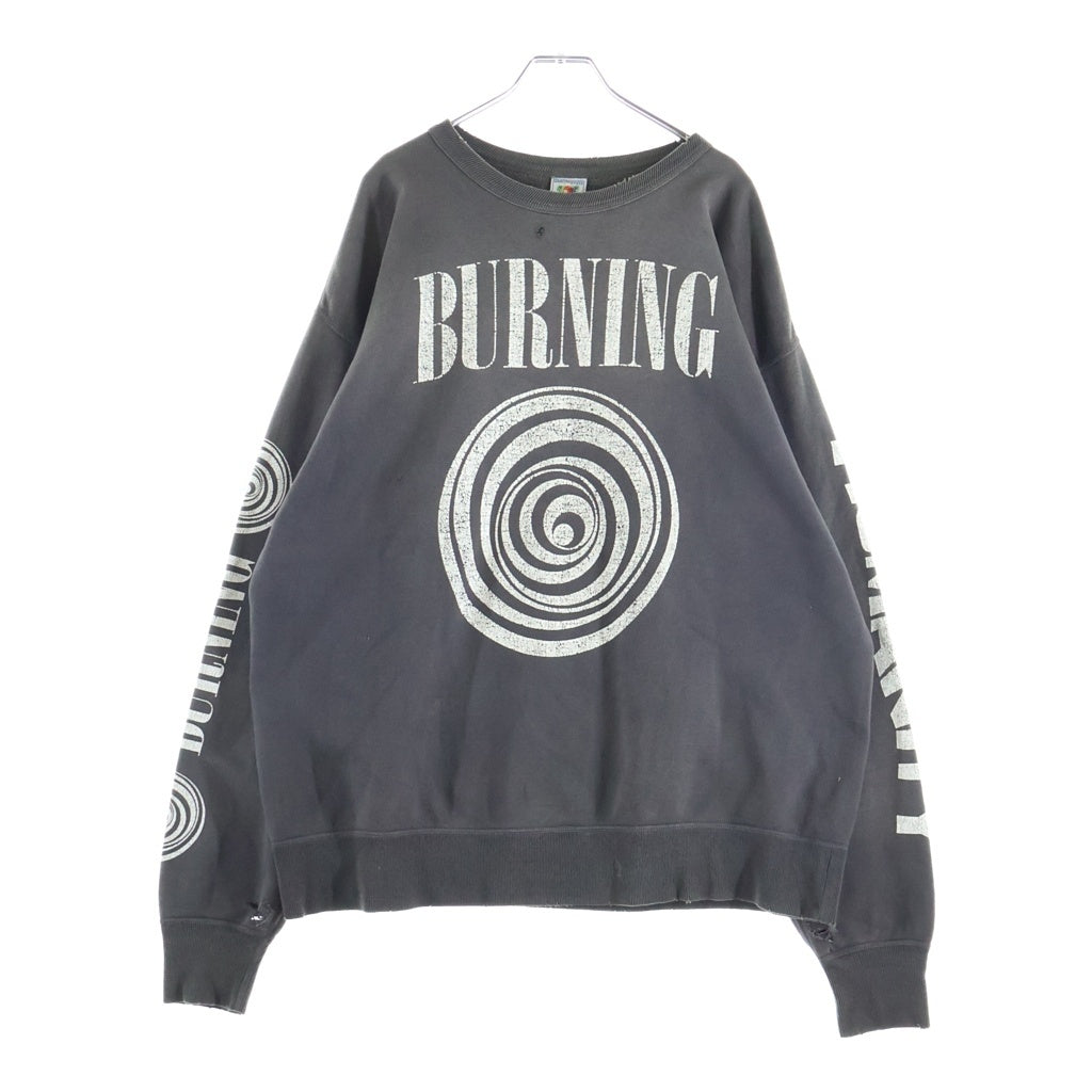 SAINT MICHAEL(セントマイケル) Crew Sweat Burning クルーネック スウェット ダメージ加工 チャコール SM-S23-0000-041