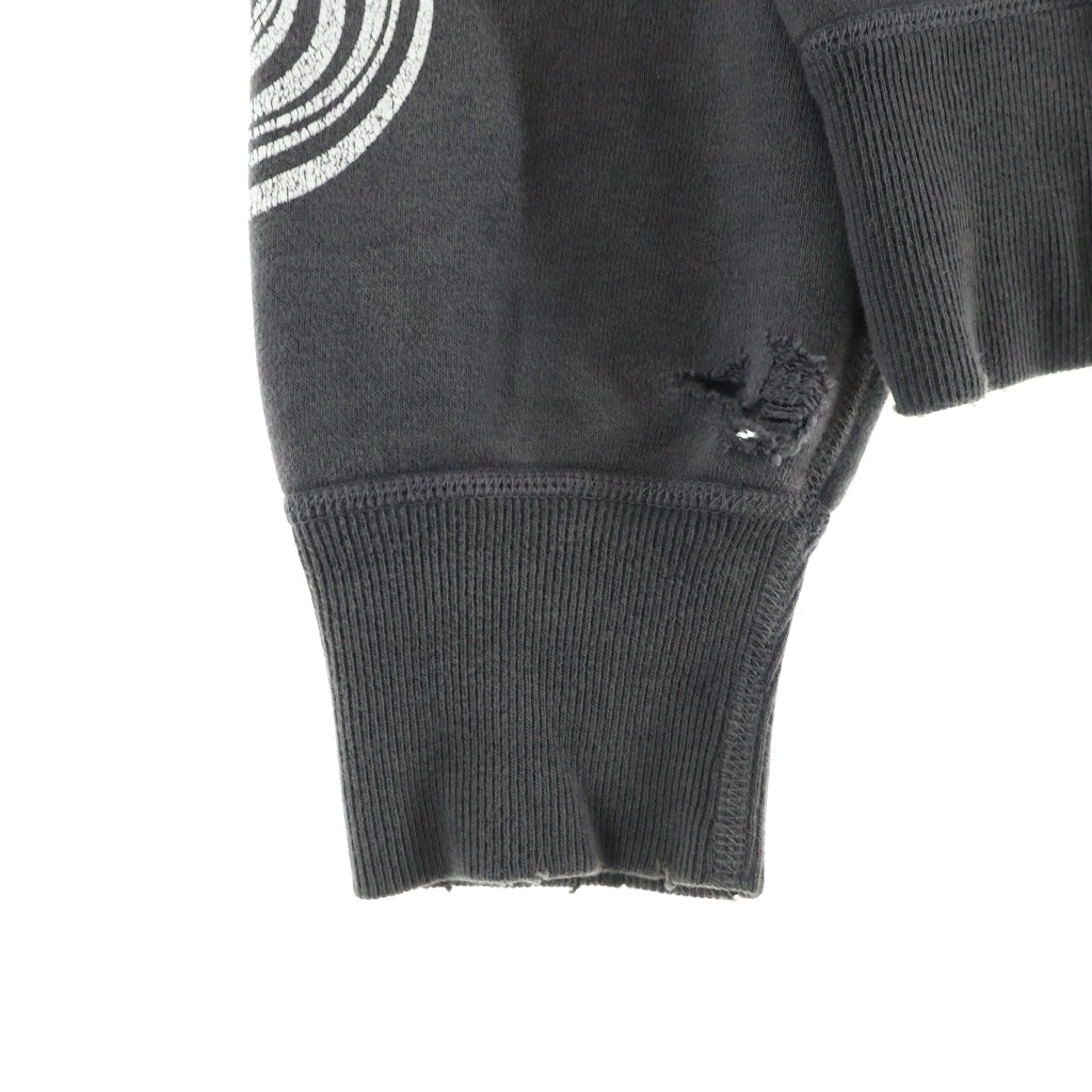 SAINT MICHAEL(セントマイケル) Crew Sweat Burning クルーネック スウェット ダメージ加工 チャコール SM-S23-0000-041