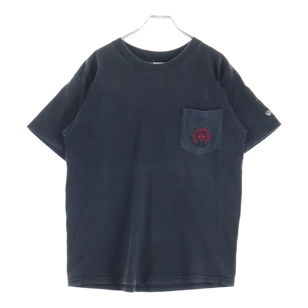 CHROME HEARTS(クロムハーツ) OLD CH PLS S/S TEE オールドCHプラス刺繍 クルーネック半袖Tシャツ ブラック/レッド