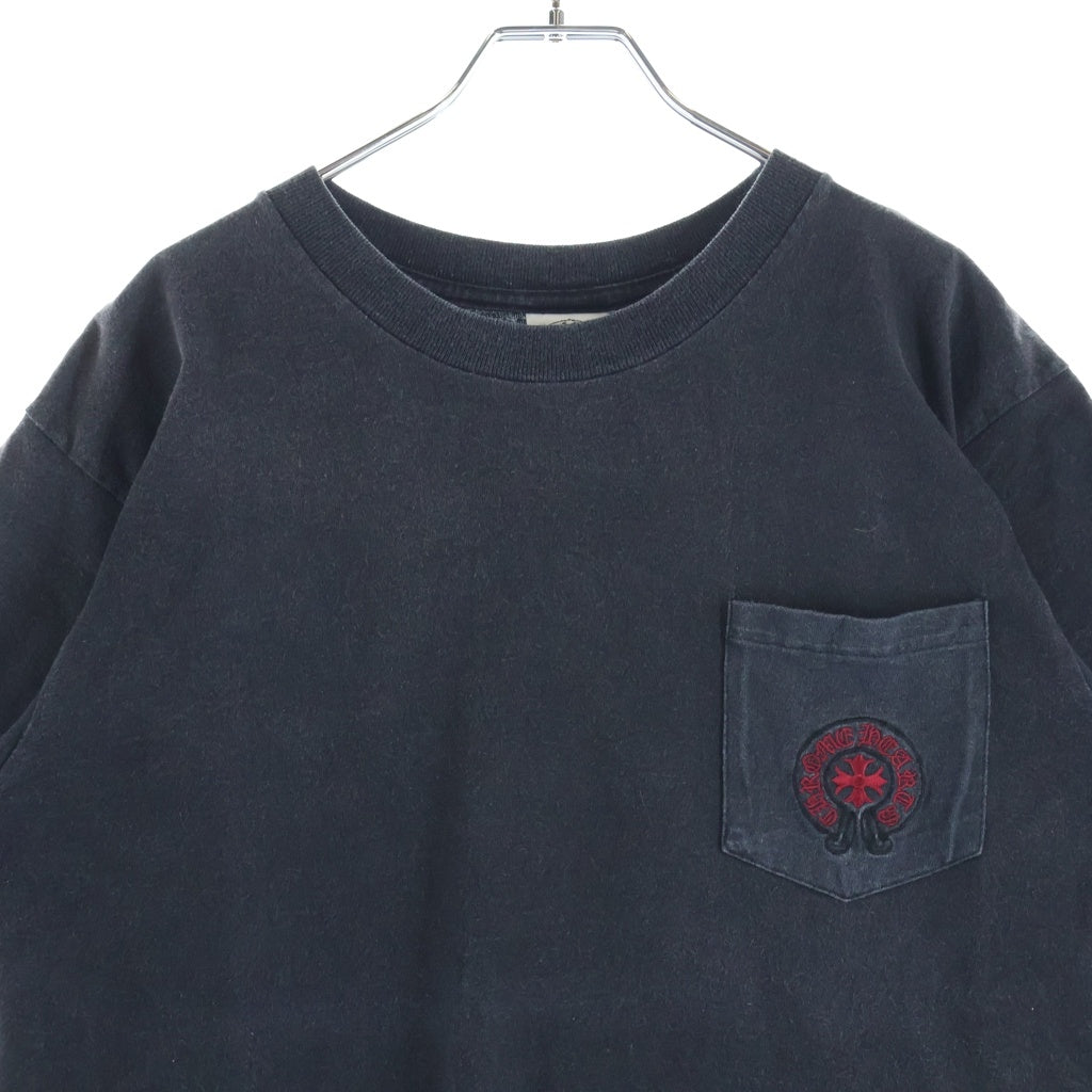 CHROME HEARTS(クロムハーツ) OLD CH PLS S/S TEE オールドCHプラス刺繍 クルーネック半袖Tシャツ ブラック/レッド