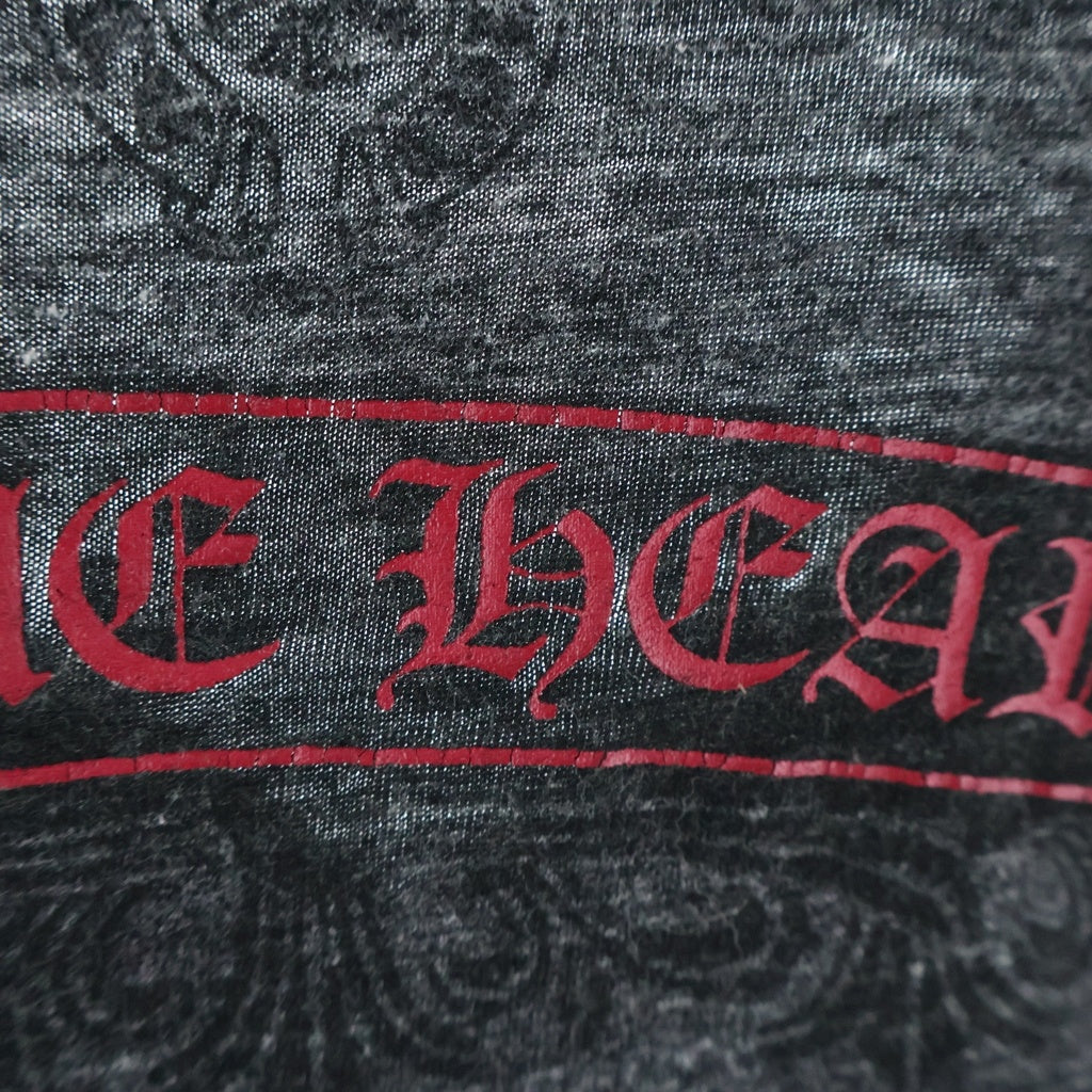 CHROME HEARTS(クロムハーツ) OLD BACK SCROLL LABEL V NECK S/S TEE バックスクロールラベルプリントVネック半袖Tシャツ ダークグレー