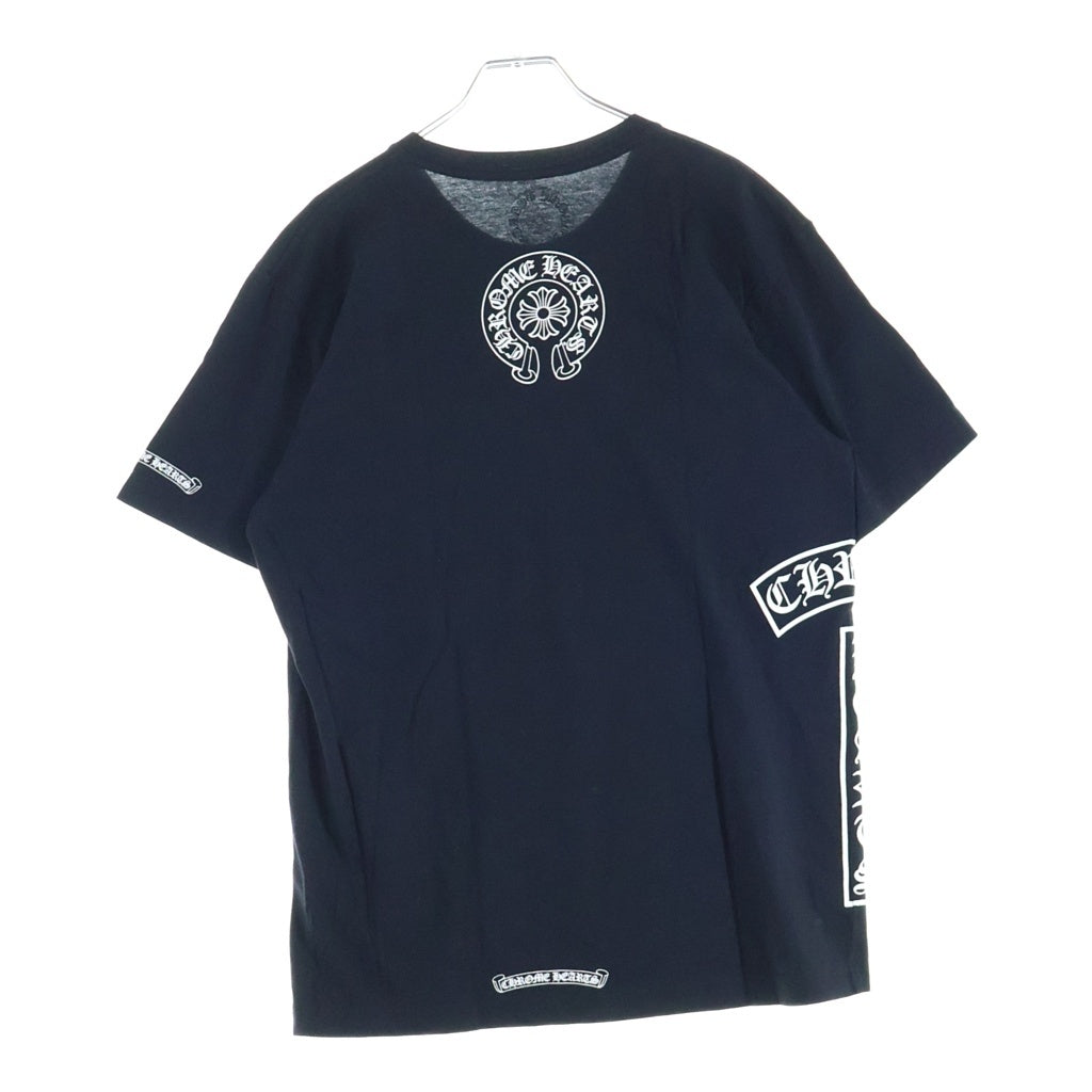 CHROME HEARTS(クロムハーツ) VERTICAL T BAR BACK HORSESHOE S/S TEE バーチカルTバーバックホースシュー ロゴプリントクルーネック半袖Tシャツ ブラック