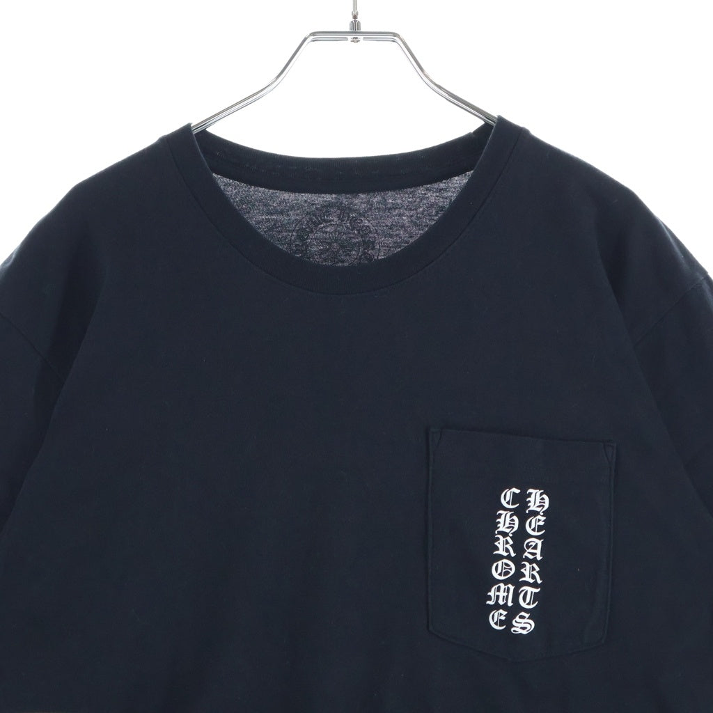 CHROME HEARTS(クロムハーツ) VERTICAL T BAR BACK HORSESHOE S/S TEE バーチカルTバーバックホースシュー ロゴプリントクルーネック半袖Tシャツ ブラック