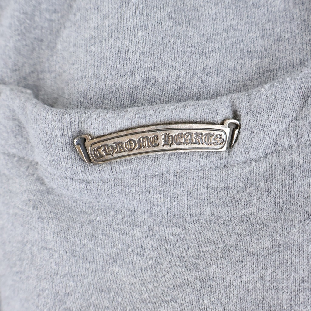 CHROME HEARTS(クロムハーツ) Y NOT Cemetery Cross Leather Patch Sweat Pants ワイノット セメタリークロスレザーパッチスウェットパンツ クロスパッチ付きスウェットパンツ グレー
