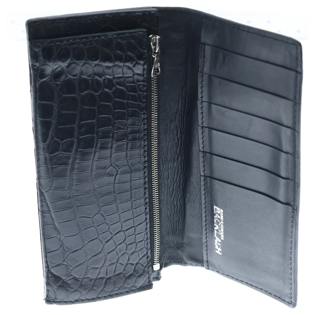 ISAMU KATAYAMA BACKLASH(イサムカタヤマバックラッシュ) クロコ型押し 長財布 ロングウォレット ブラック