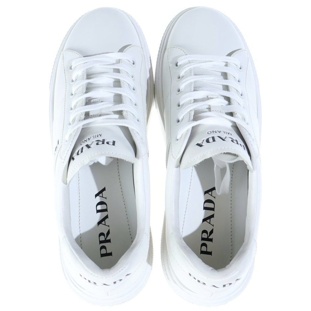 PRADA(プラダ) Platform Sneaker プラットフォームスニーカー レースアップローカットレザースニーカー 1E223M ホワイト