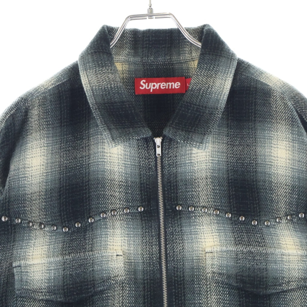 SUPREME(シュプリーム) 25AW Studded Shadow Plaid Zip Up Shirt スタッズ シャドウプレイド ジップアップシャツ ジャケット ブラック