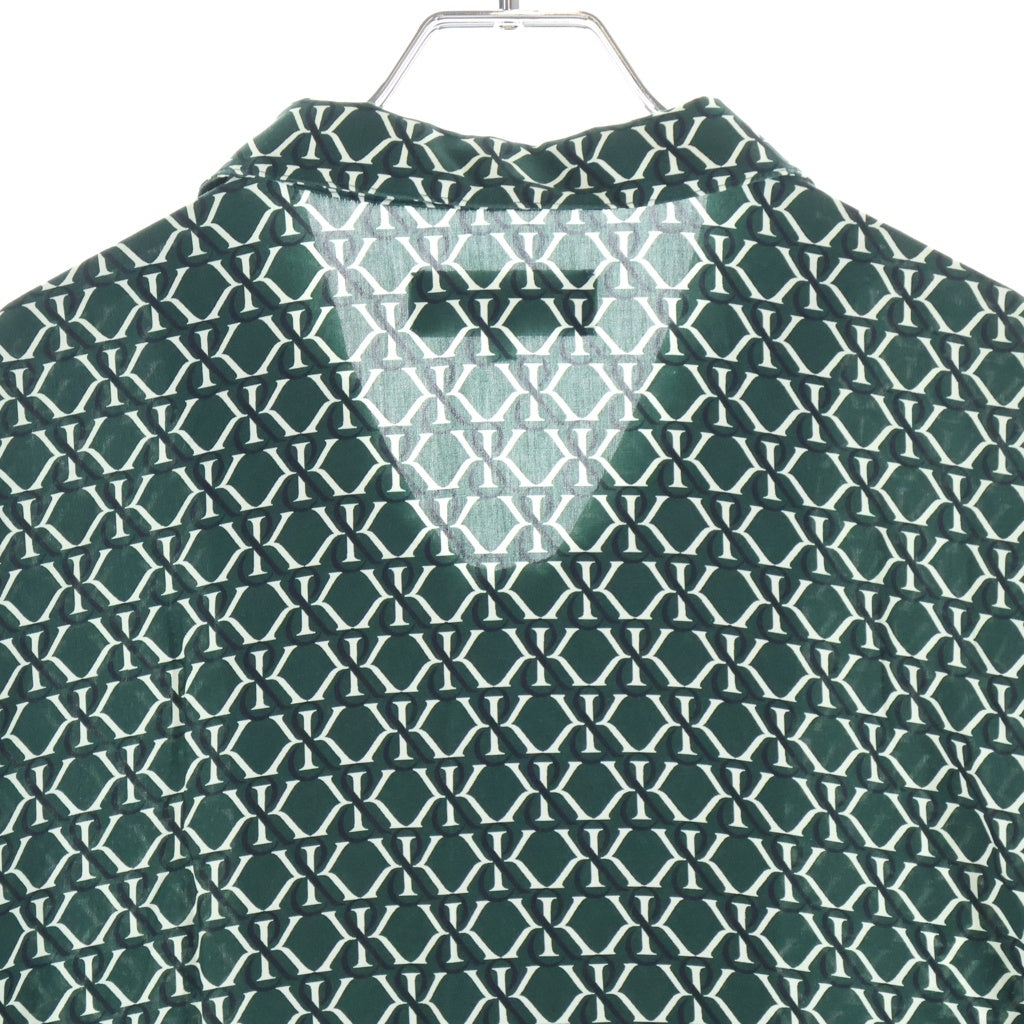 KITH(キス) Monogram Crest Reade Shirt モノグラムクレストリードシャツ 総柄ボタンダウン半袖シャツ グリーン KHM033346