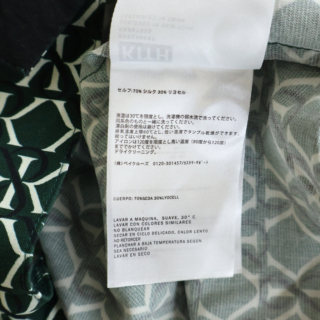 KITH(キス) Monogram Crest Reade Shirt モノグラムクレストリードシャツ 総柄ボタンダウン半袖シャツ グリーン KHM033346