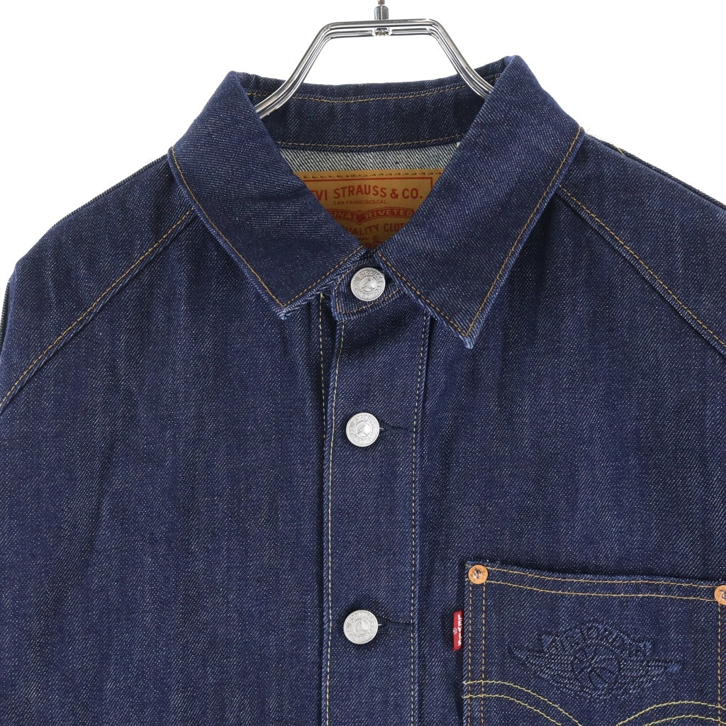 Levi's(リーバイス) ×Jordan Overshirt Jacket ×ジョーダン オーバーシャツデニムジャケット エンボスロゴボタンダウン長袖デニムシャツ PC9-005FG-0000 インディゴ