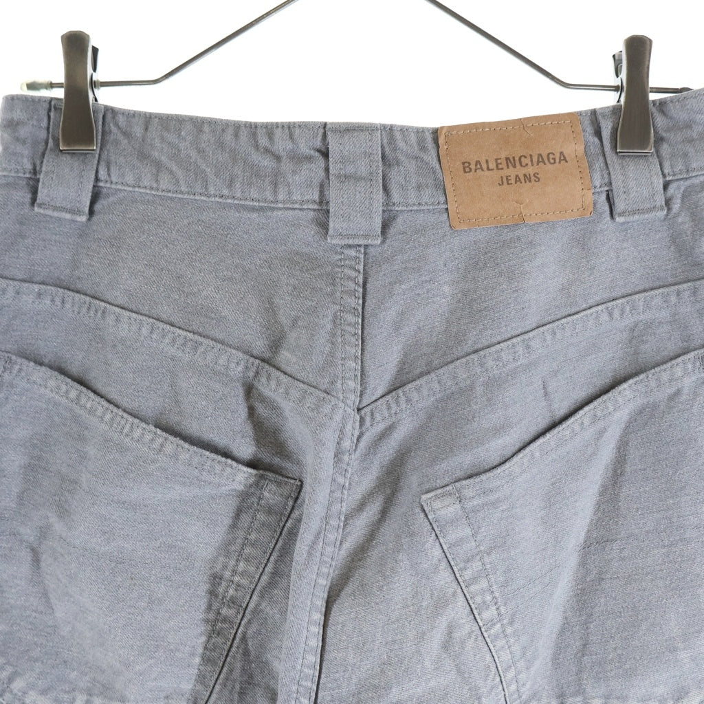 BALENCIAGA(バレンシアガ) 25AW Trompe-Loeil Denim Trousers In Soft Gray トロンプルイユデニムトラウザーズ インソフトグレー ワイドバギーデニムパンツ グレー 838695 TSWB3