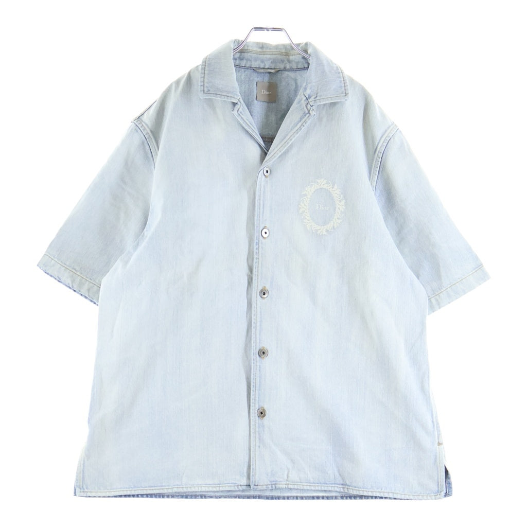 DIOR(ディオール) Medaillon メダリオン デニム フロントロゴ 半袖シャツ ジャケット インディゴ 643D586A3609