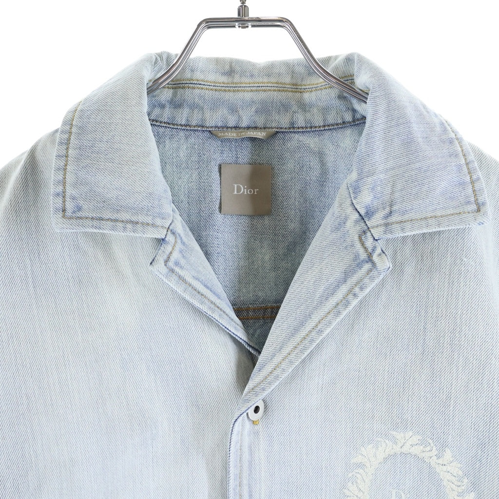 DIOR(ディオール) Medaillon メダリオン デニム フロントロゴ 半袖シャツ ジャケット インディゴ 643D586A3609