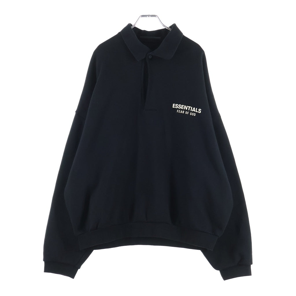 FEAR OF GOD ESSENTIALS(フィアオブゴッド エッセンシャルズ) Polo Sweat Shirts ポロスウェットシャツ ラバーロゴプルオーバースウェットシャツ ブラック