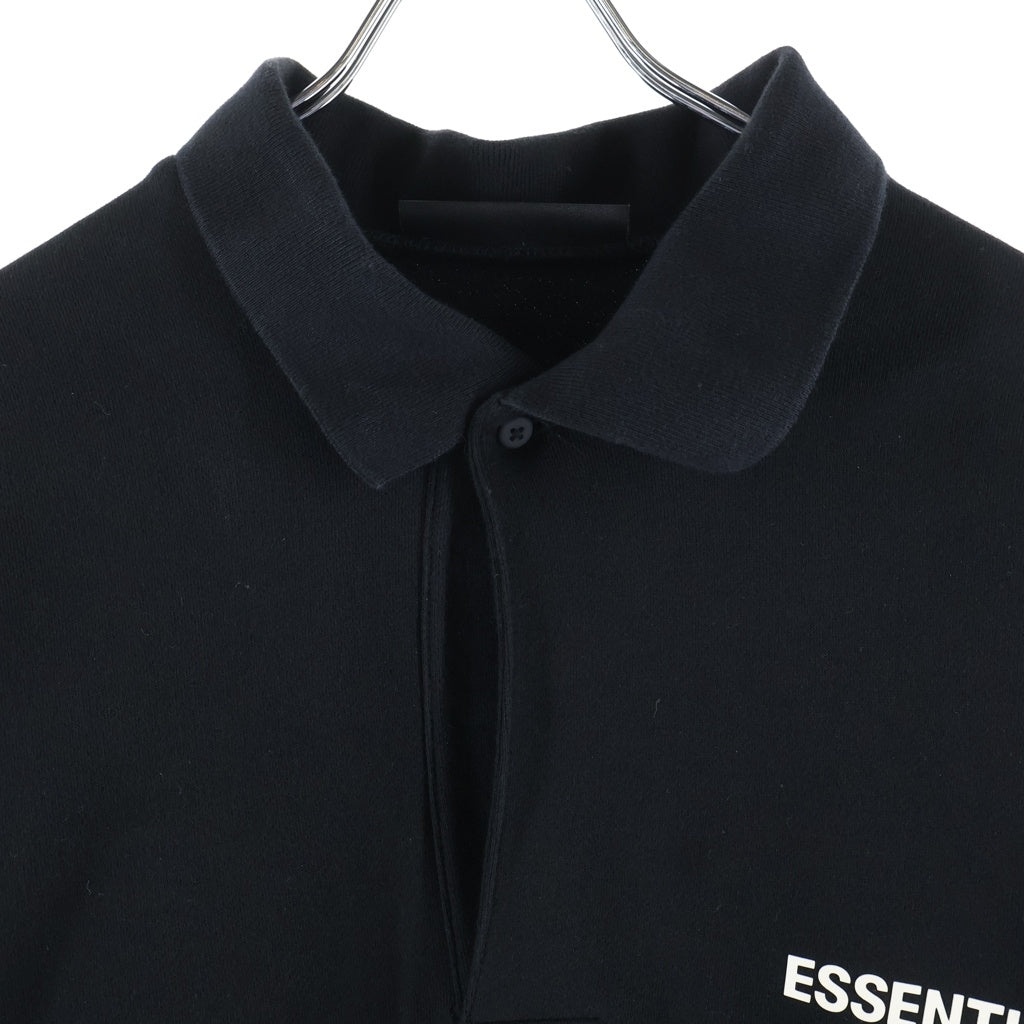 FEAR OF GOD ESSENTIALS(フィアオブゴッド エッセンシャルズ) Polo Sweat Shirts ポロスウェットシャツ ラバーロゴプルオーバースウェットシャツ ブラック
