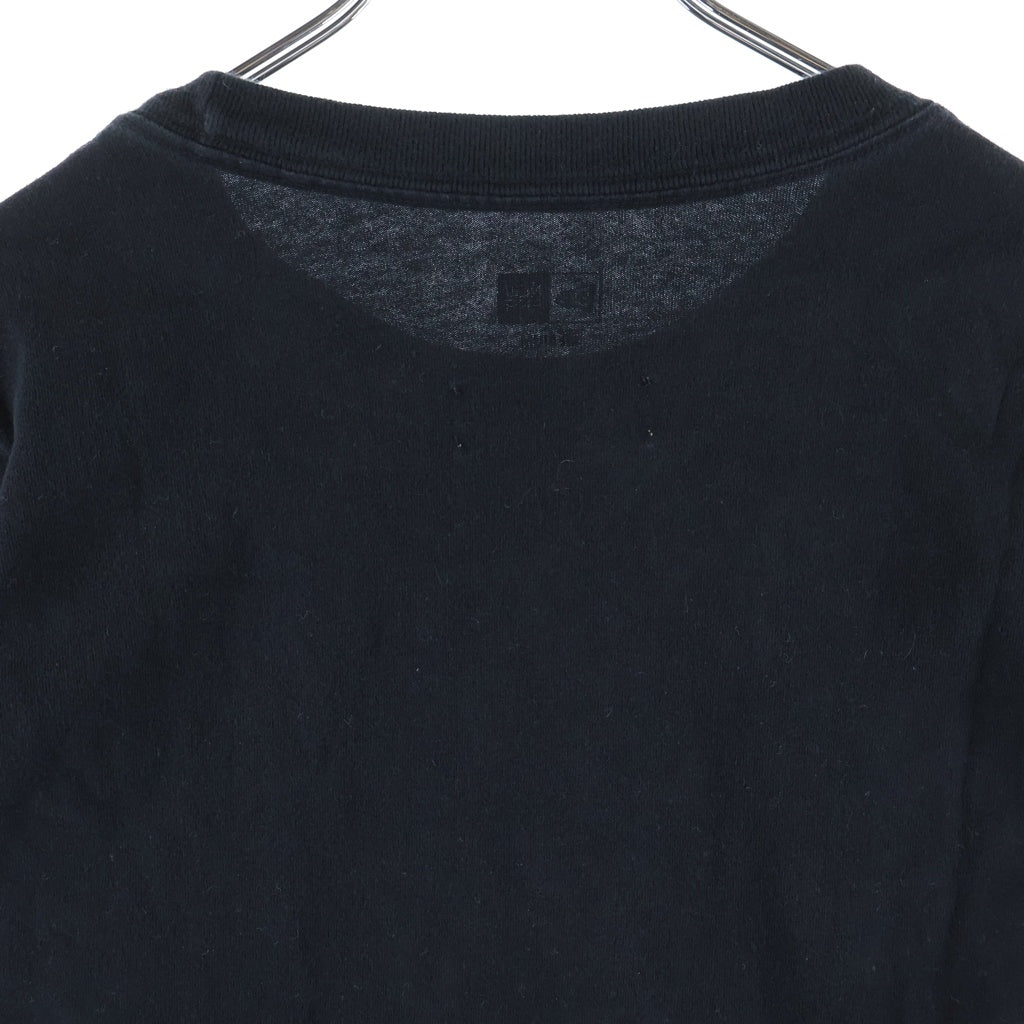 Yohji Yamamoto POUR HOMME(ヨウジヤマモト プールオム) ×New Era LS COTTON TEE YY ×ニューエラロングスリーブコットンティー アームロゴプリントクルーネック長袖Tシャツ ブラック HN-T99-083