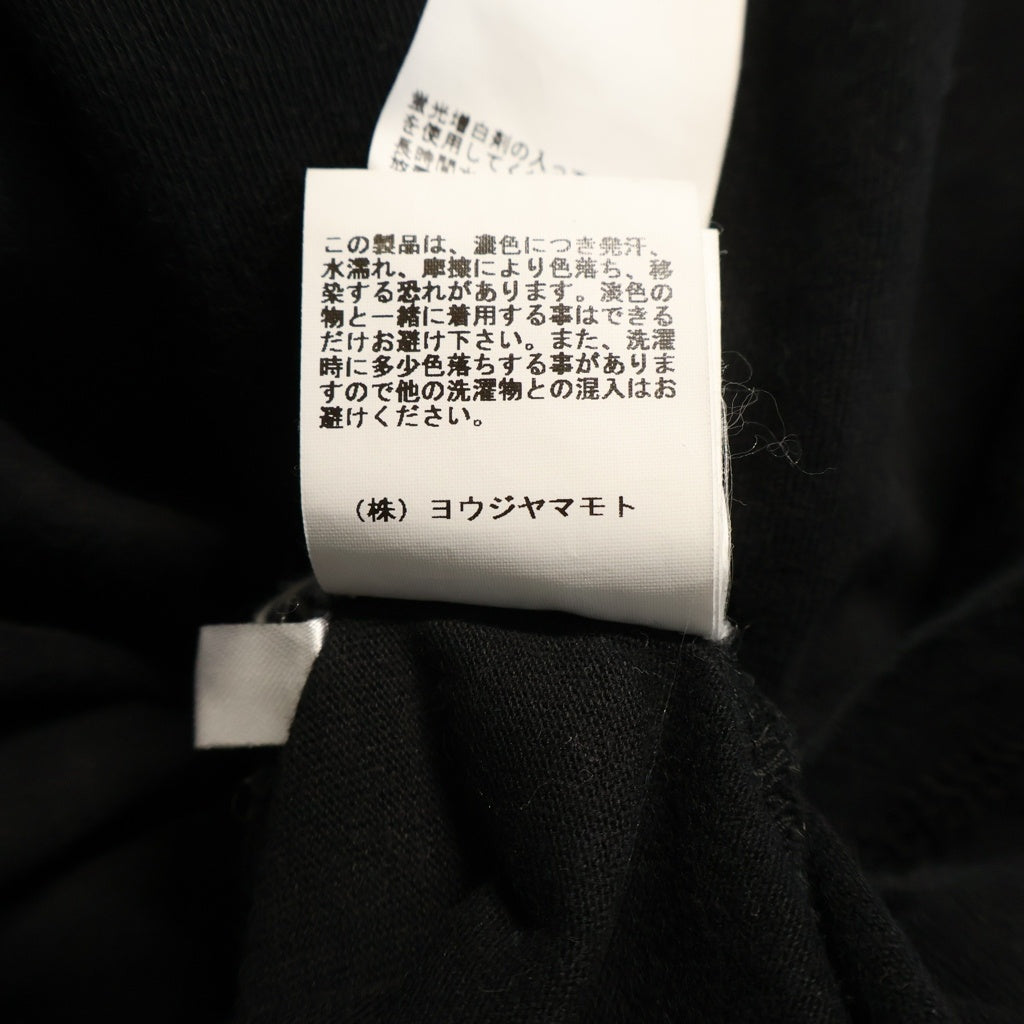 Yohji Yamamoto POUR HOMME(ヨウジヤマモト プールオム) ×New Era LS COTTON TEE YY ×ニューエラロングスリーブコットンティー アームロゴプリントクルーネック長袖Tシャツ ブラック HN-T99-083