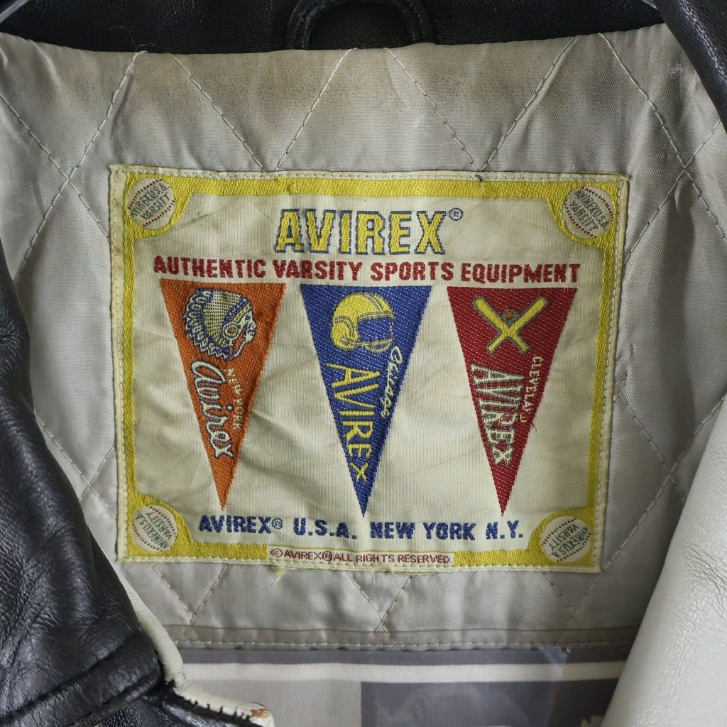 AVIREX(アヴィレックス) 00S VINTAGE 50th Anniversary VARSITY LEATHER JACKET ヴィンテージ 25周年記念 バーシティ レザージャケット スタジャン ブラック