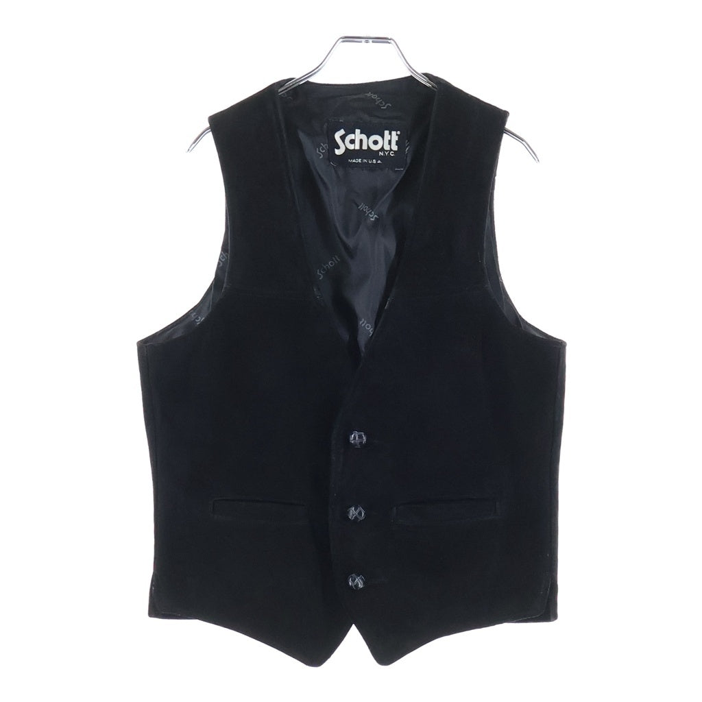 SCHOTT(ショット) 米国製 スエードレザー くるみボタン ベスト ブラック