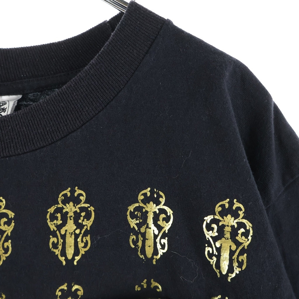 CHROME HEARTS(クロムハーツ) OLD VINE DAGGER BACK BS FLUER S/S TEE ヴァインダガー総柄プリントクルーネック半袖ポケットTシャツ ブラック