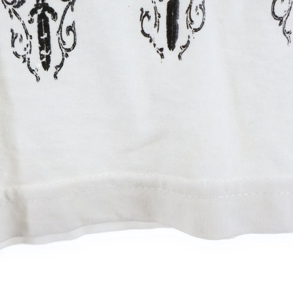 CHROME HEARTS(クロムハーツ) OLD VINE DAGGER BACK BS FLUER S/S TEE ヴァインダガー総柄プリントクルーネック半袖ポケットTシャツ ホワイト