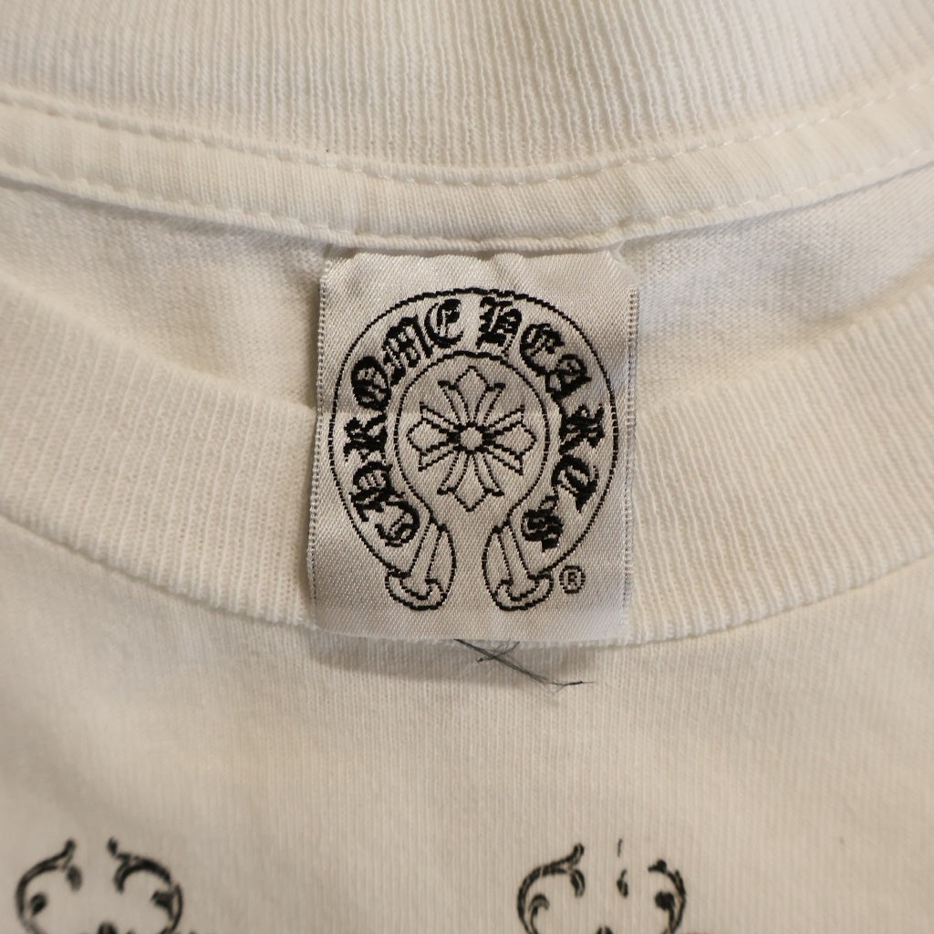 CHROME HEARTS(クロムハーツ) OLD VINE DAGGER BACK BS FLUER S/S TEE ヴァインダガー総柄プリントクルーネック半袖ポケットTシャツ ホワイト