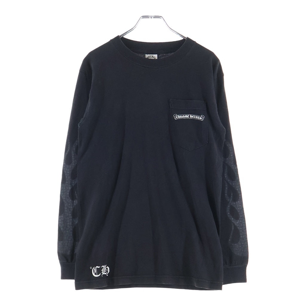 CHROME HEARTS(クロムハーツ) CH PLS FLAME L/S CHプラスフレーム ファイヤープリント 長袖Tシャツ ブラック