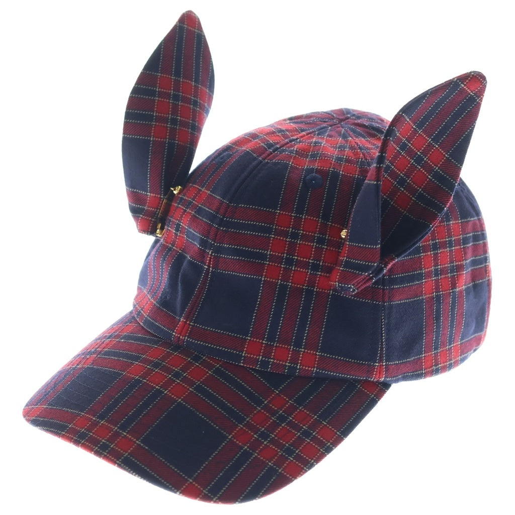 UNDERCOVER(アンダーカバー) 20AW ウール チェック柄 6パネル 耳付きキャップ 帽子 レッド UCZ402-2 レディース
