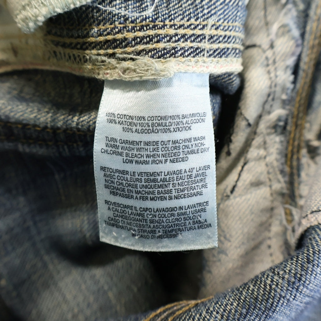 RRL(ダブルアールエル) Lot091 Colorado Buckle Back Japan Woven Selvedge Denim コロラドバックルバック ジャパンウーブンセルビッジデニム ダメージ加工ストレートワークデニムパンツ インディゴ