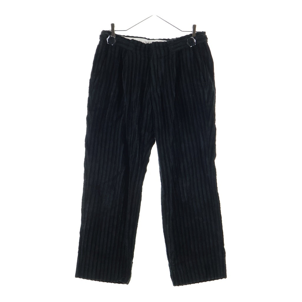 CALEE(キャリー) 23AW Jumbo Corduroy Trousers ジャンボコーデュロイトラウザーズ ジップフライコーデュロイサイドベルトパンツ ブラック