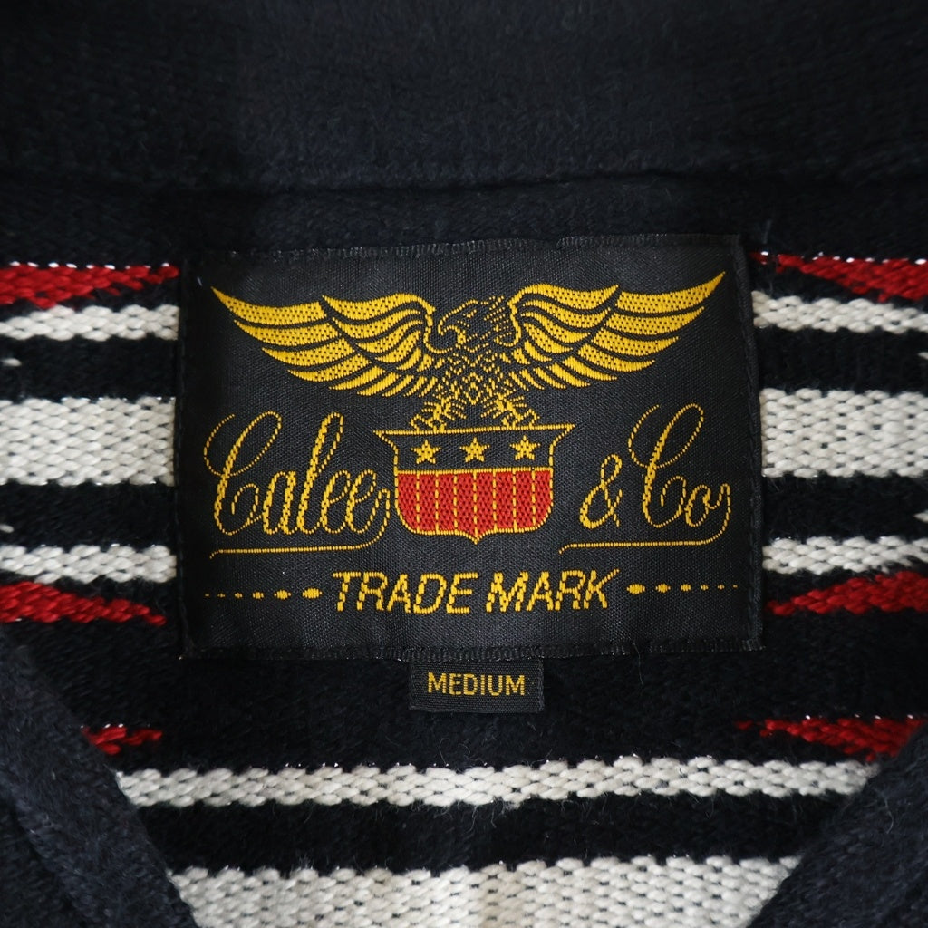 CALEE(キャリー) Native Blanket Vest ネイティブブランケットベスト ジャコードパターンジップベスト ブラック/レッド CL-26EA001ULT