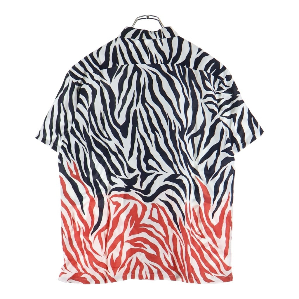 CALEE(キャリー) Zebra Flame Pattern S/S Shirts ゼブラフレームパターンショートスリーブシャツ 総柄ボタンダウンオープンカラー半袖シャツ CL-26SS043 ブラック/レッド