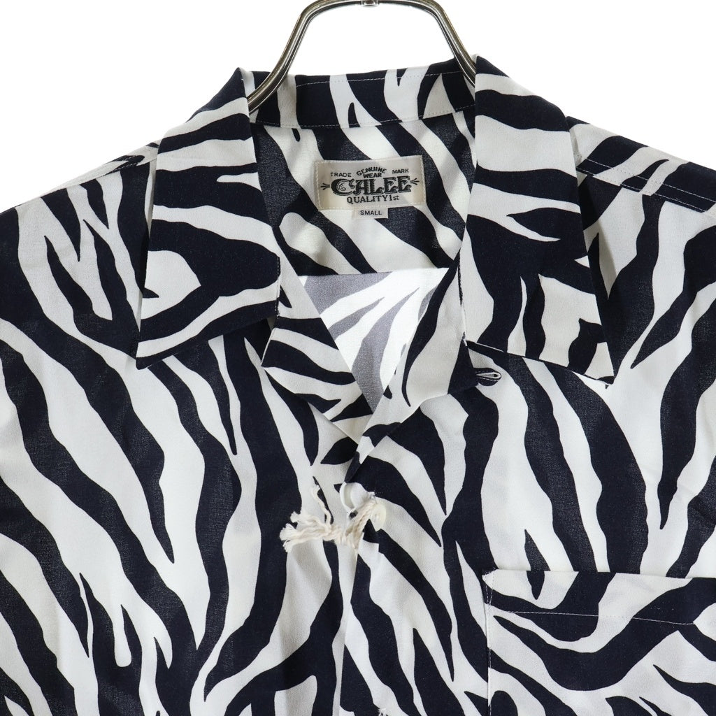 CALEE(キャリー) Zebra Flame Pattern S/S Shirts ゼブラフレームパターンショートスリーブシャツ 総柄ボタンダウンオープンカラー半袖シャツ CL-26SS043 ブラック/レッド