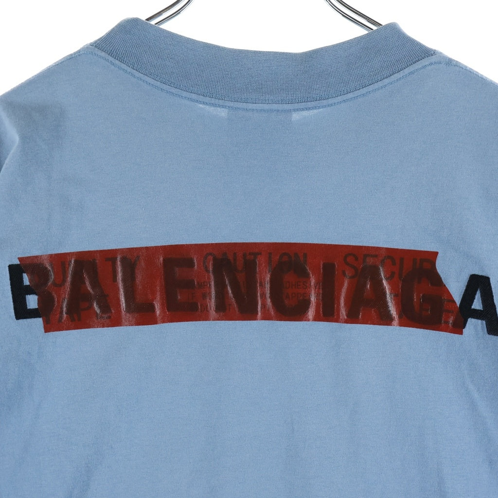 BALENCIAGA(バレンシアガ) 25SS Medium Fit Tee ミディアムフィットTシャツ テープロゴ クルーネック半袖Tシャツ 764235 TSVG2 ライトブルー