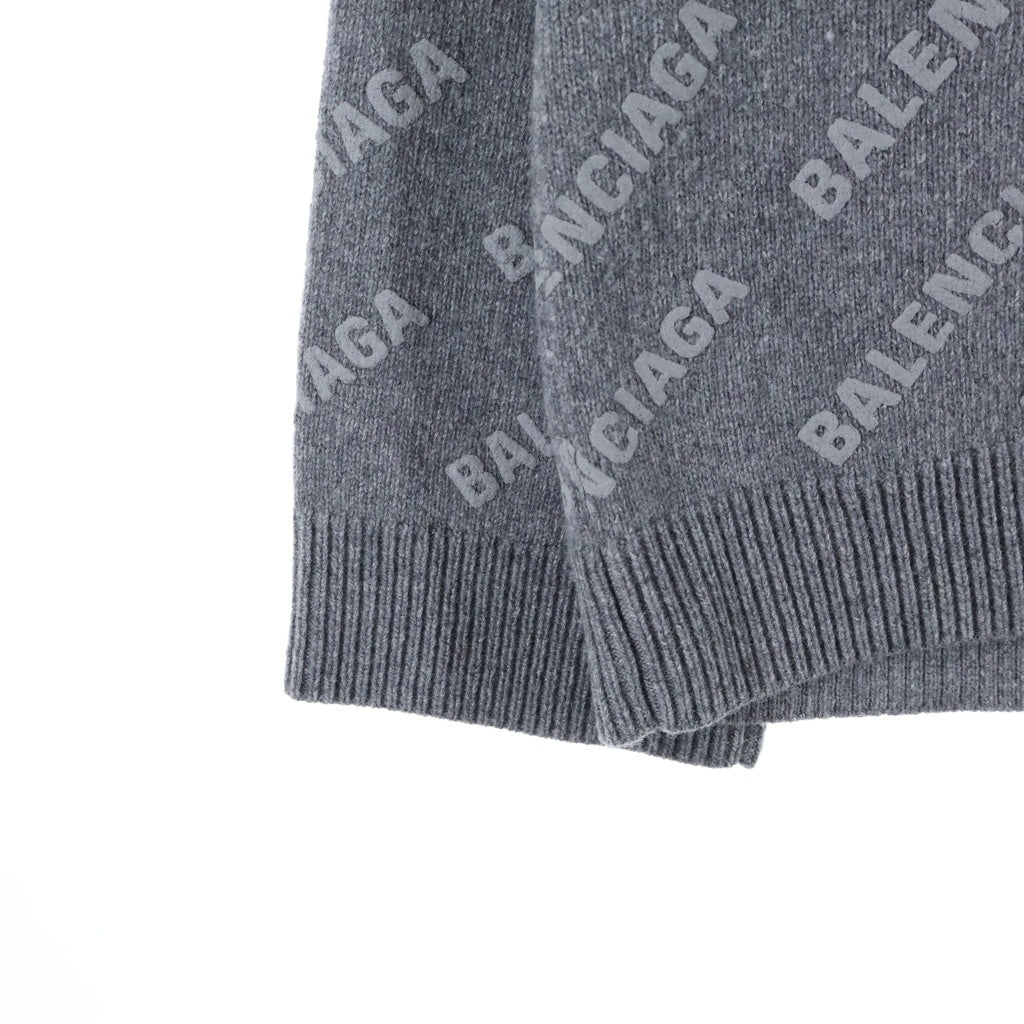 BALENCIAGA(バレンシアガ) All Over Logo Knit Cardigan オールオーバーロゴニットカーディガン 総柄ワッフルロゴニットカーディガン 733855 T4127 グレー