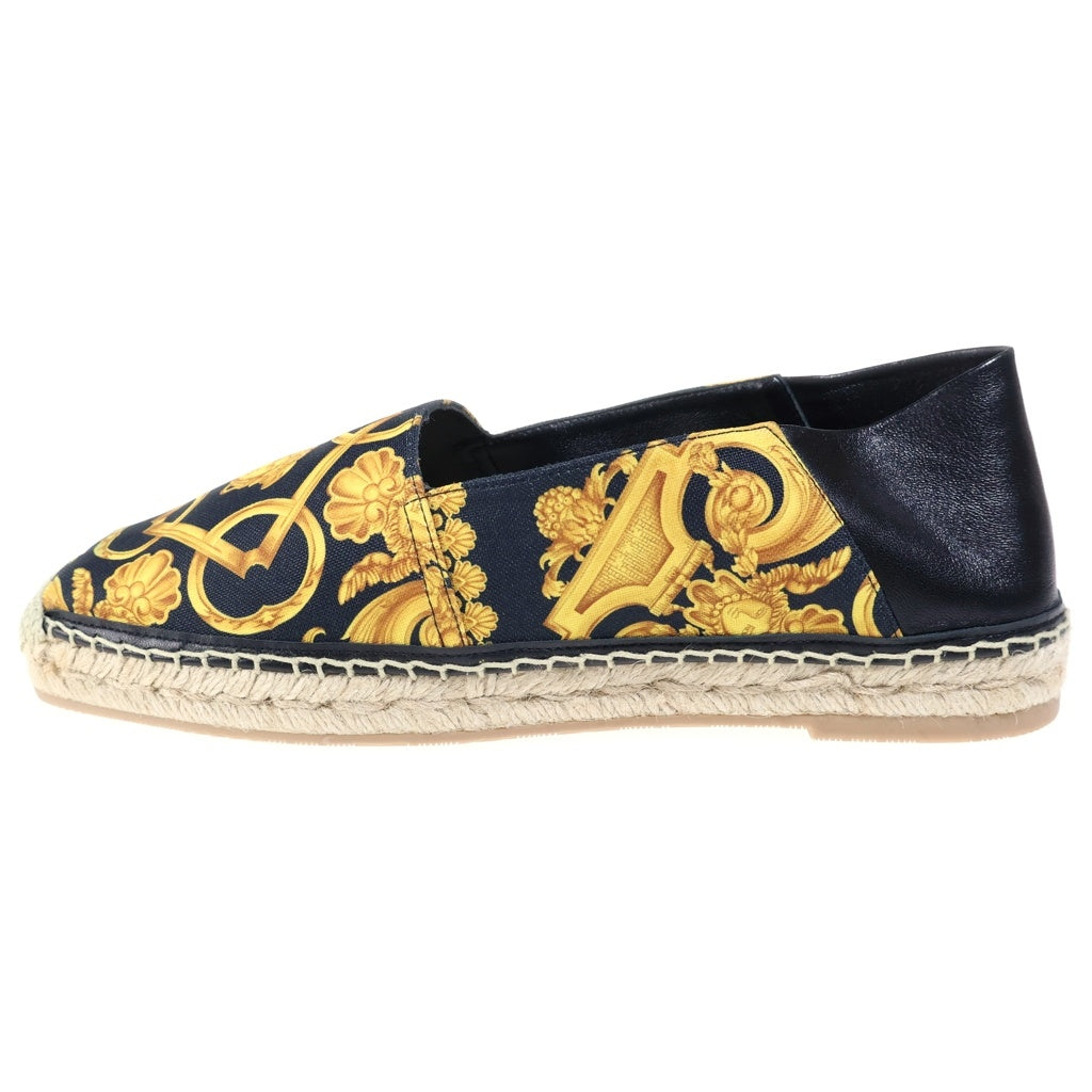VERSACE(ヴェルサーチ) エスパドリーユ バロッコプリント キャンバスローファー スリッポン ブラック/イエロー 1014774