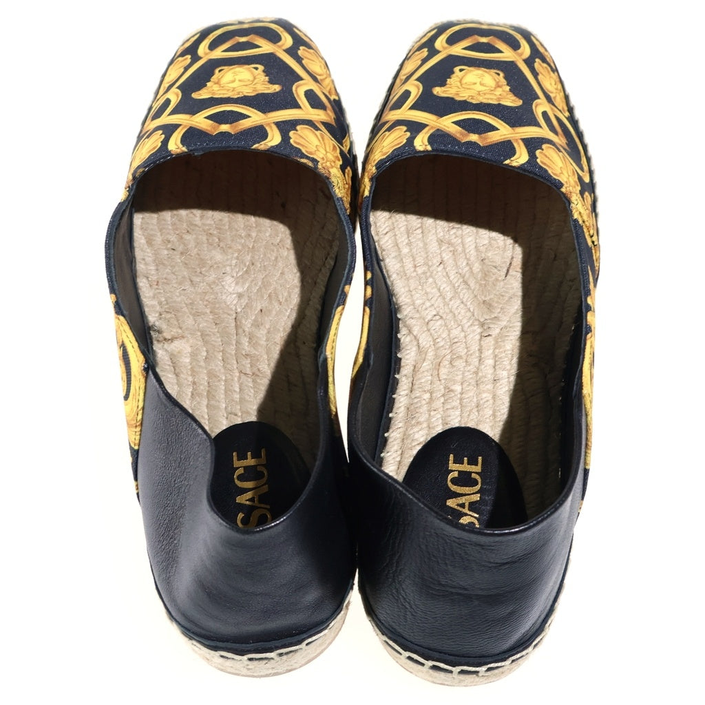 VERSACE(ヴェルサーチ) エスパドリーユ バロッコプリント キャンバスローファー スリッポン ブラック/イエロー 1014774