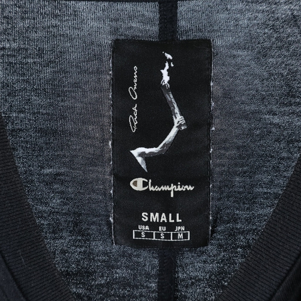 Rick Owens(リックオウエンス) 23AW ×Champion Logo Embroidered Tommy T-Shirt ロゴエンブロイデッドトミーTシャツ ロゴ刺繍クルーネックオーバーサイズ半袖Tシャツ CM02C9229-CHJEG ブラック