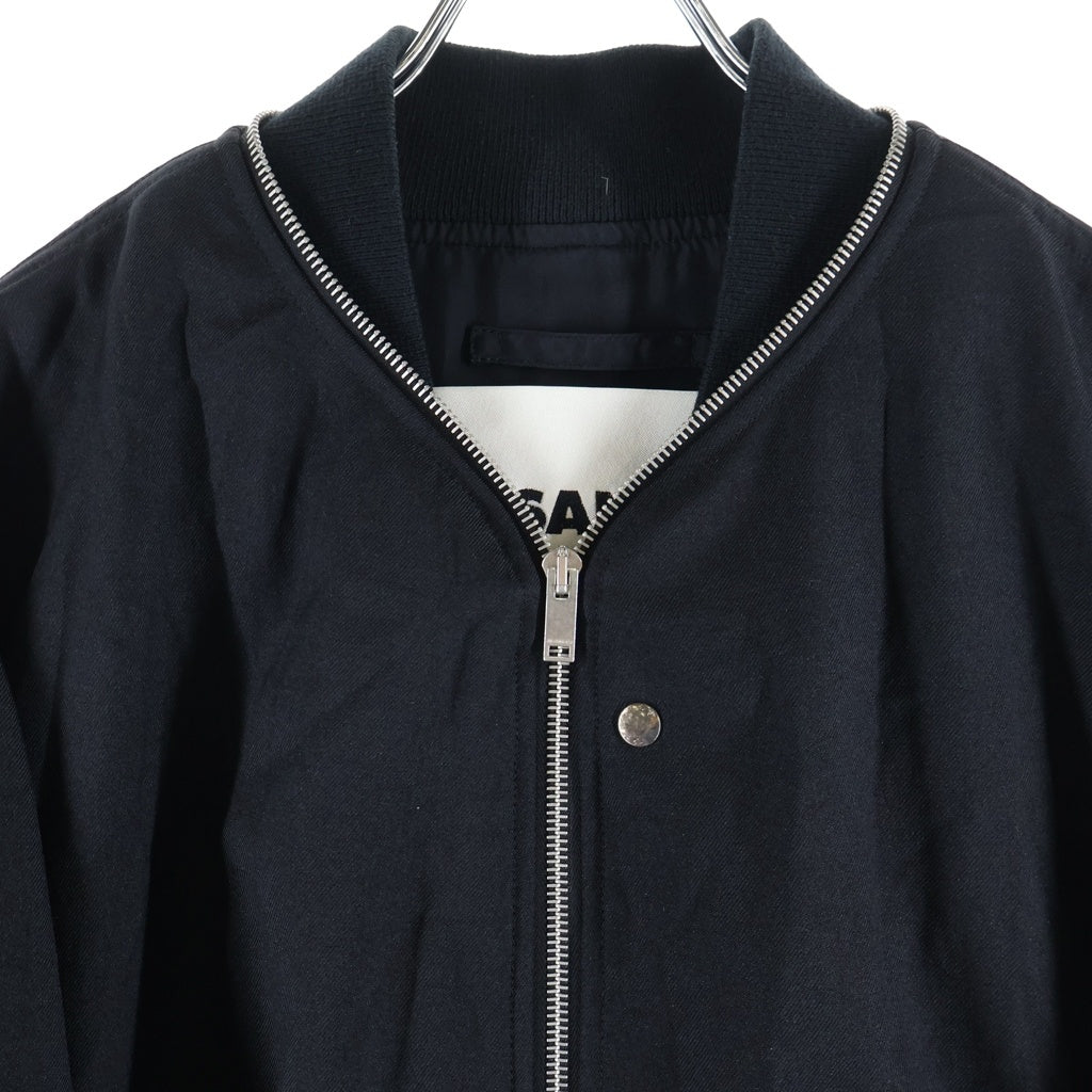 JIL SANDER(ジルサンダー) 21AW RIBBED-TRIM ZIP-DETAIL BOMBER JACKET リブドトリム ジップディテール ボンバージャケット ブラック JSMT420501MT44270012