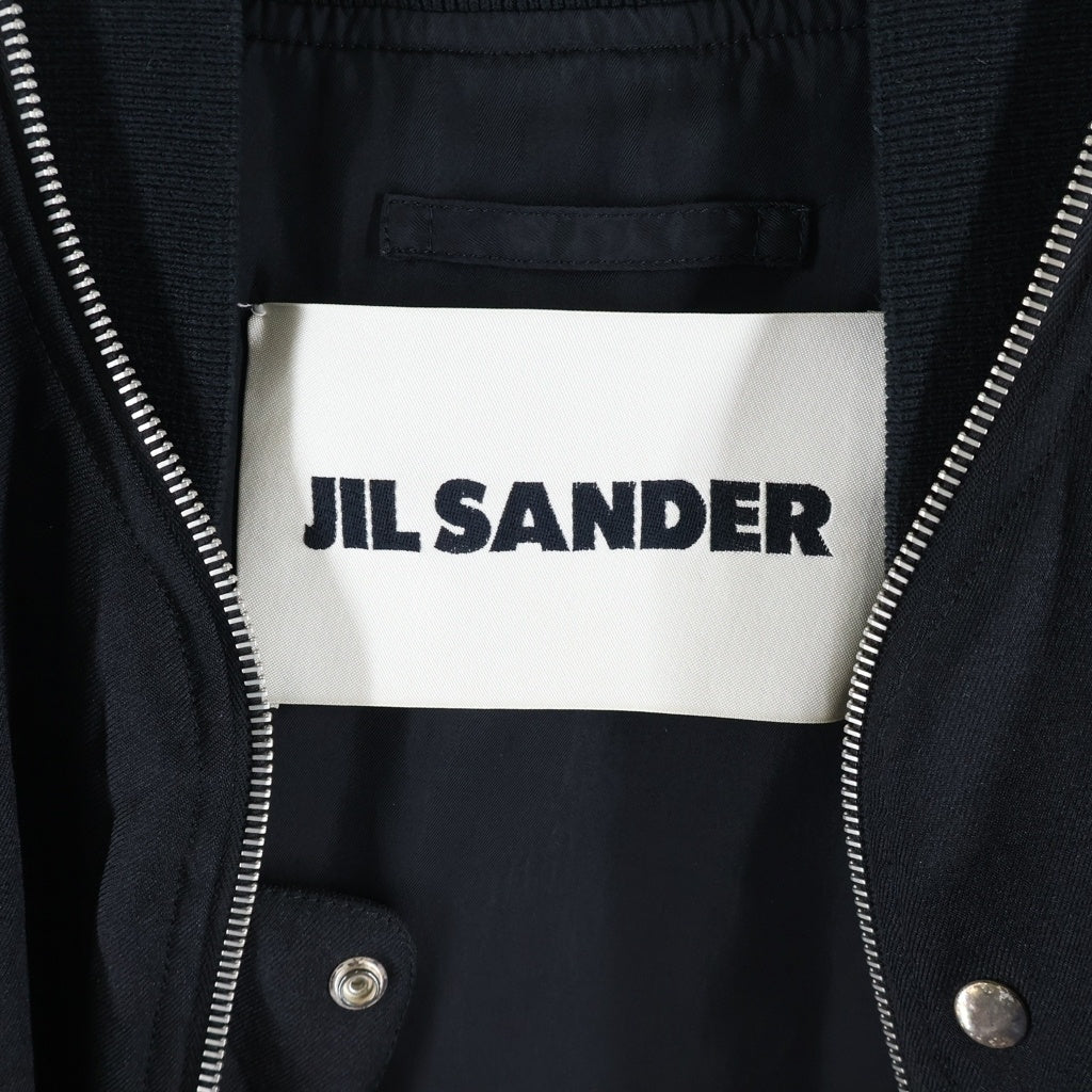 JIL SANDER(ジルサンダー) 21AW RIBBED-TRIM ZIP-DETAIL BOMBER JACKET リブドトリム ジップディテール ボンバージャケット ブラック JSMT420501MT44270012