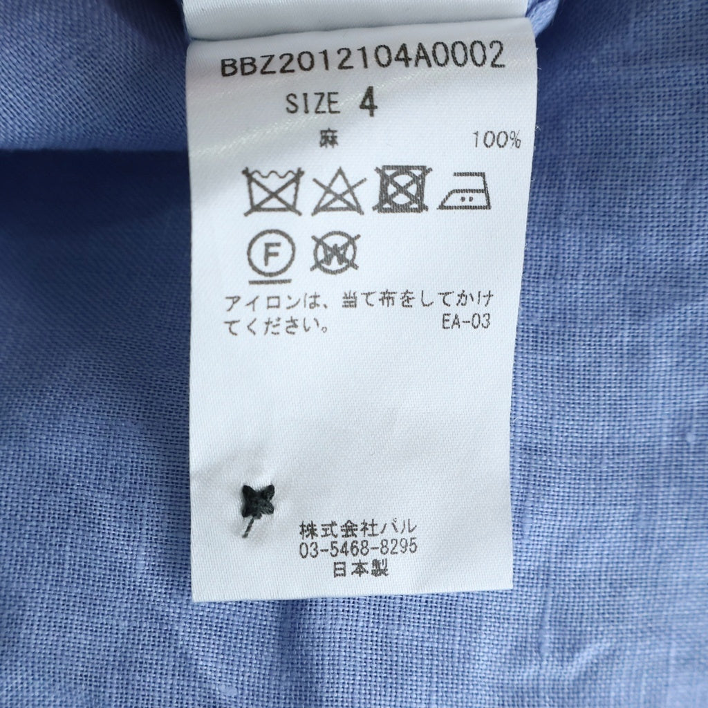 NO BRAND(ノーブランド) KIJI キジ リネン フロントポケット 長袖シャツ ライトブルー BBZ2012104A0002