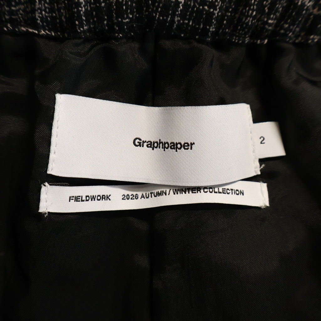 Graphpaper(グラフペーパー) 26AW Extra Fine Wool Lawn Sleeping Easy Pants ウール チェック柄 イージーパンツ ブラック GM263-04332