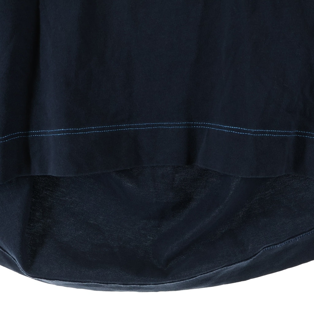 MARNI(マルニ) コットン ナイロン切替デザイン 無地 クルーネック長袖Tシャツ カットソー ネイビー W17THJEZ26DQOTCQ81-00B99